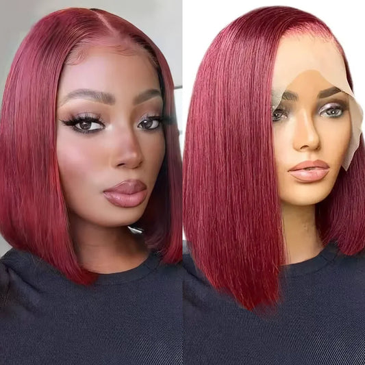 12 Inch Burgundy 99J 13x4 Lace Front Short Bob Wig Remy
