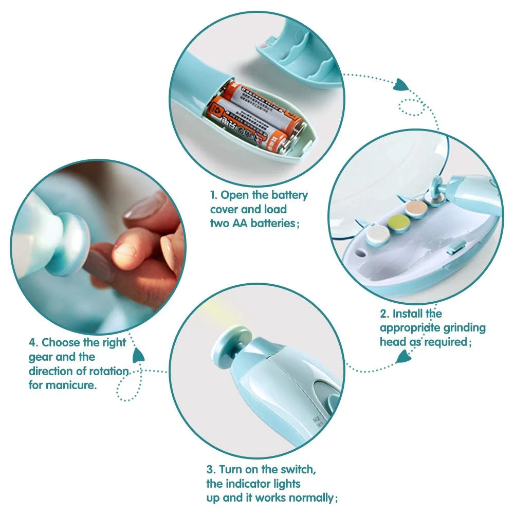 MamiJoy Electric Baby Nail Clipper Led Light Trimmer 4Speed