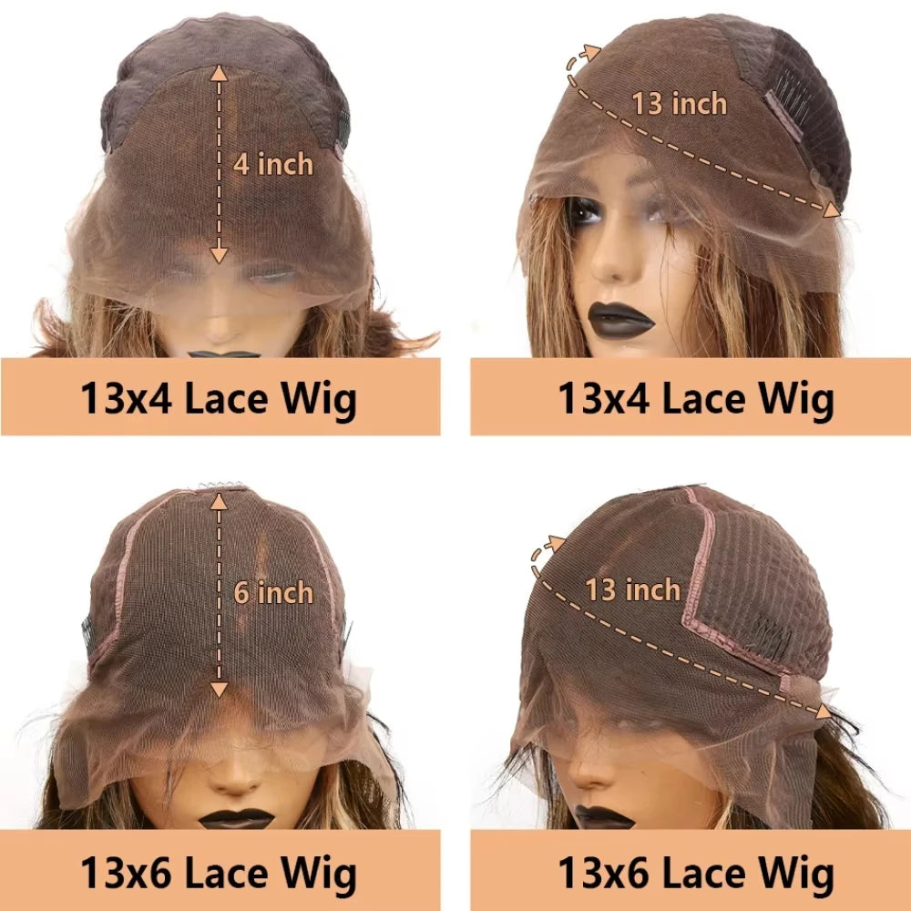 Bone Straight Honey Highlight 13x4 13x6 Lace Front Wig Remy